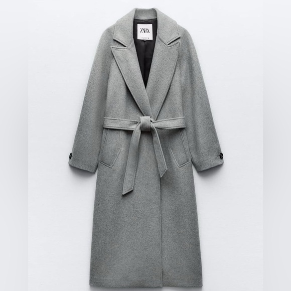 Zara Gray Belted Coat - Picture 11 of 15